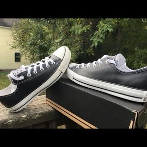 Black leather All Star low top